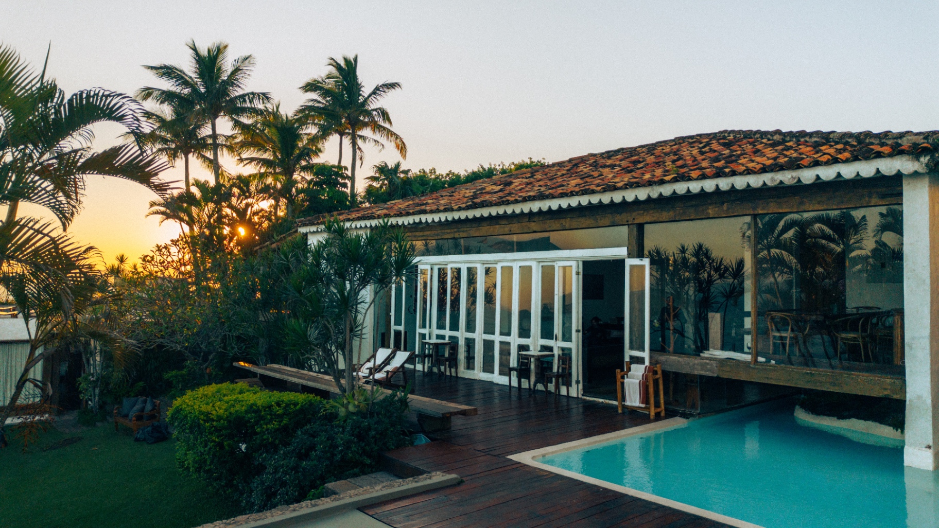 Cliffside deck at sunset